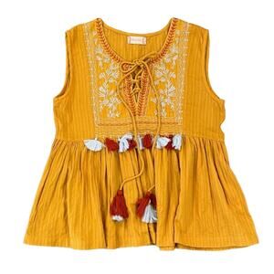 NWT Altar'd State Gold Embroidered Festival Boho Tank Top - SIZE SMALL